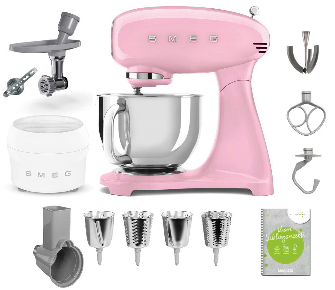 SMEG Küchenmaschine SMF03 Vollfarbe - Gourmet Set Cadillac Pink