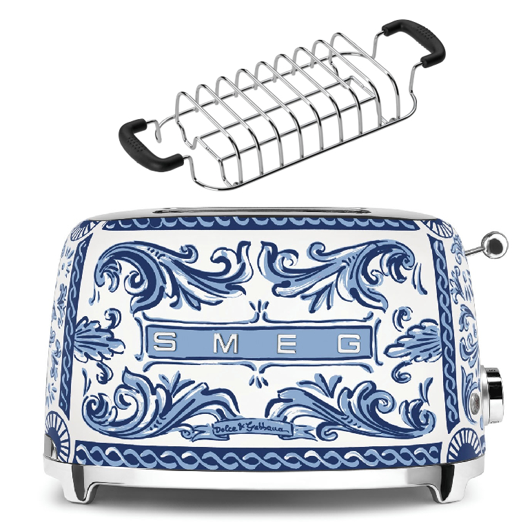 SMEG Toaster TSF01 mit Brötchenaufsatz Dolce & Gabbana Blu Mediterraneo