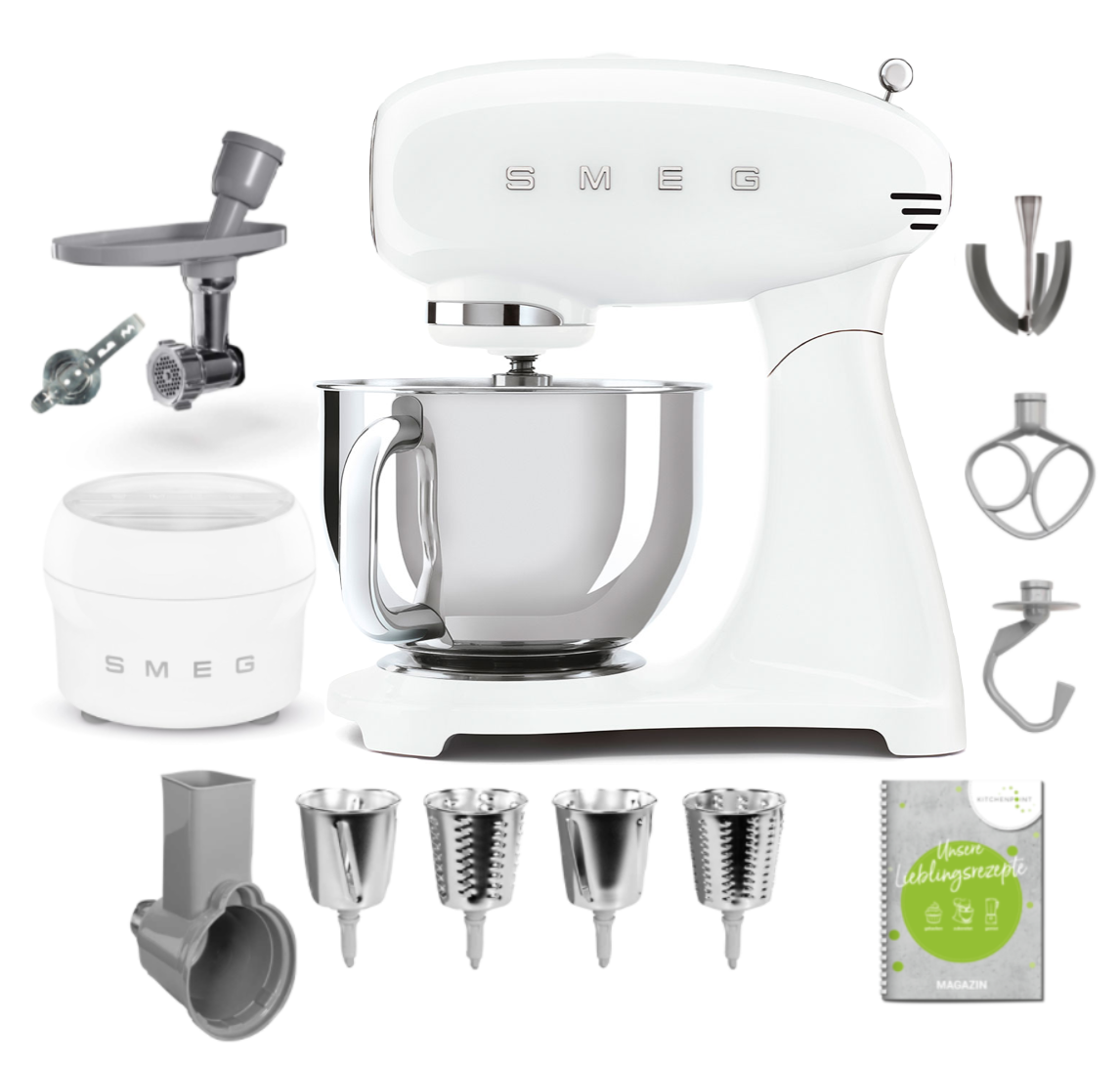 SMEG Küchenmaschine SMF03 Vollfarbe - Gourmet Set Weiß