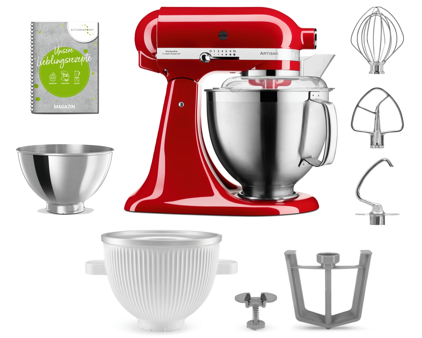 KitchenAid Küchenmaschine 185 Eis Set Empire Rot KitchenAid Küchenmaschine 185 Eis Set Empire Rot