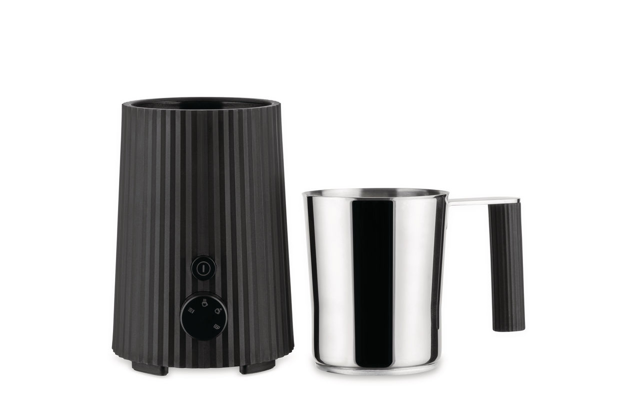 Alessi Plisse Kaffeemaschine - Milchaufschäumer Set Schwarz