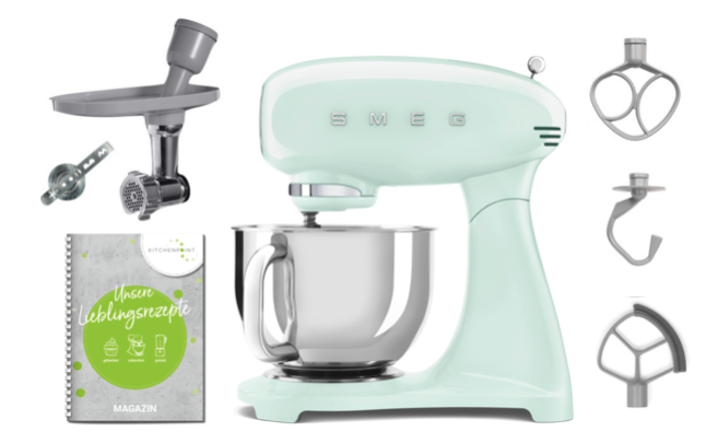 SMEG Küchenmaschine SMF05 Vollfarbe - Back Set Pastellgrün