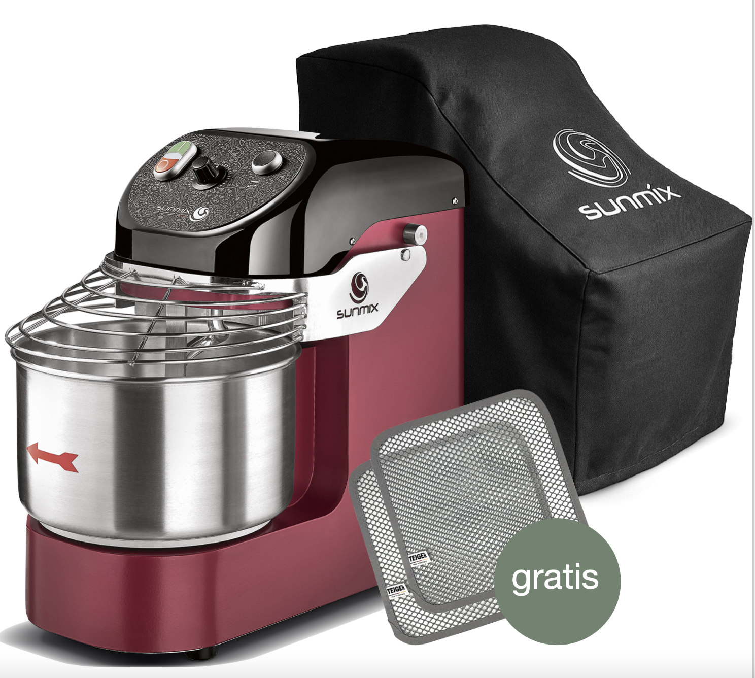 Sunmix Easy Line 6 Spiralkneter Rubinrot - Set mit Abdeckhaube