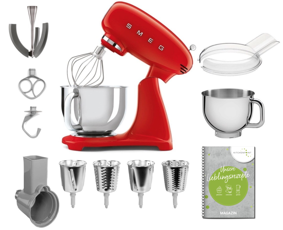 SMEG Küchenmaschine SMF03 Vollfarbe - Gemüse Mega Set Rot SMEG Küchenmaschine SMF03 Vollfarbe - Gemüse Mega Set Rot