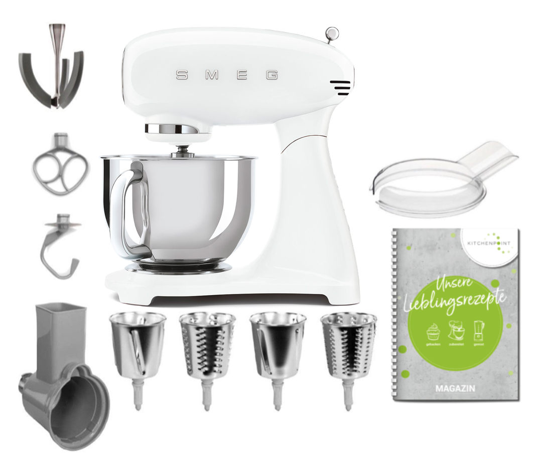 SMEG Küchenmaschine SMF03 Vollfarbe - Gemüse Set Weiß