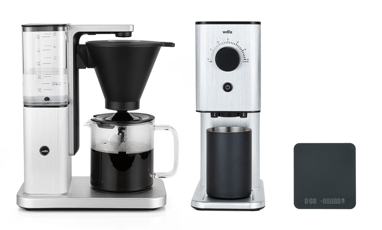 Wilfa Zense Alux Kaffeemaschine inkl. Zense Kaffeemühle und Uni Mini Waage