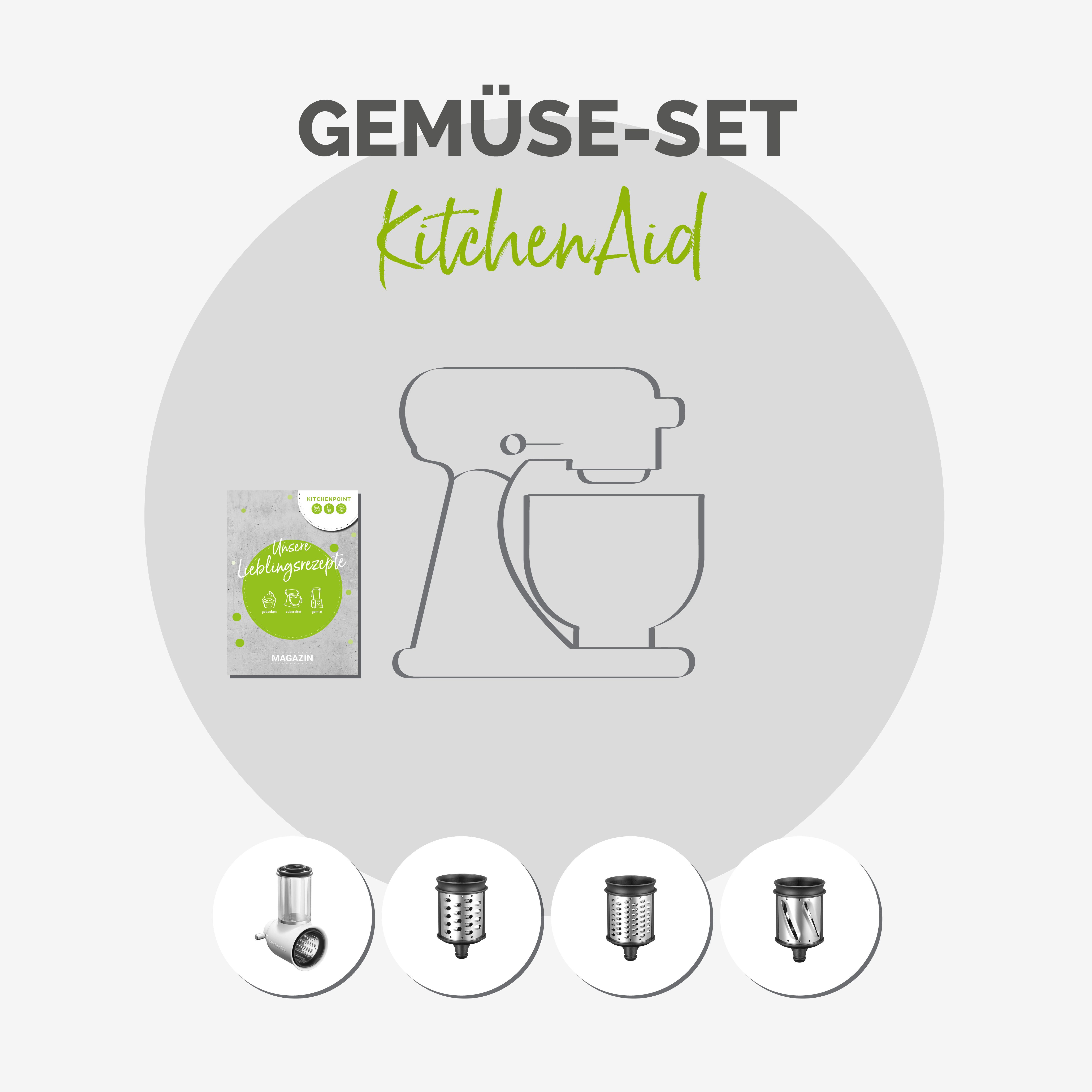 KitchenAid Küchenmaschine 185 Gemüse Set Pebbled Palm KitchenAid Küchenmaschine 185 Gemüse Set Pebbled Palm