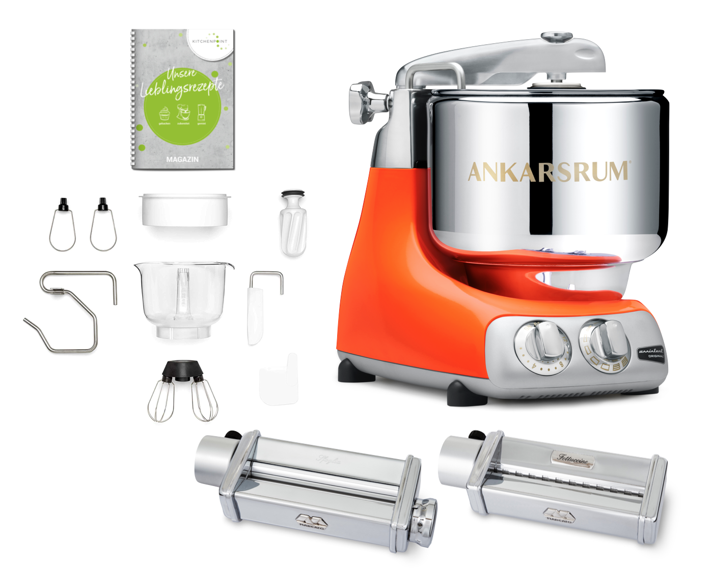 Ankarsrum Küchenmaschine Assistent Pure Orange - Pasta Set 