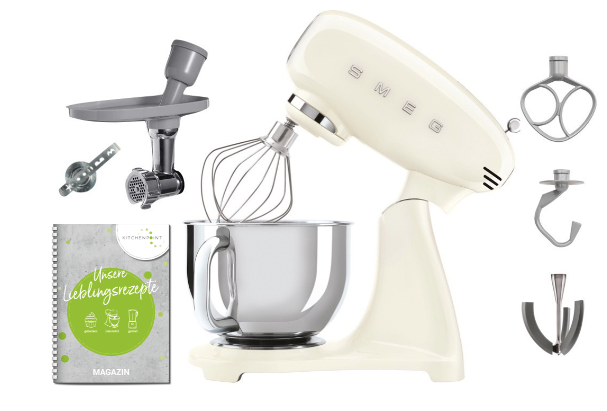 SMEG Küchenmaschine SMF03 Vollfarbe Creme - Back Set