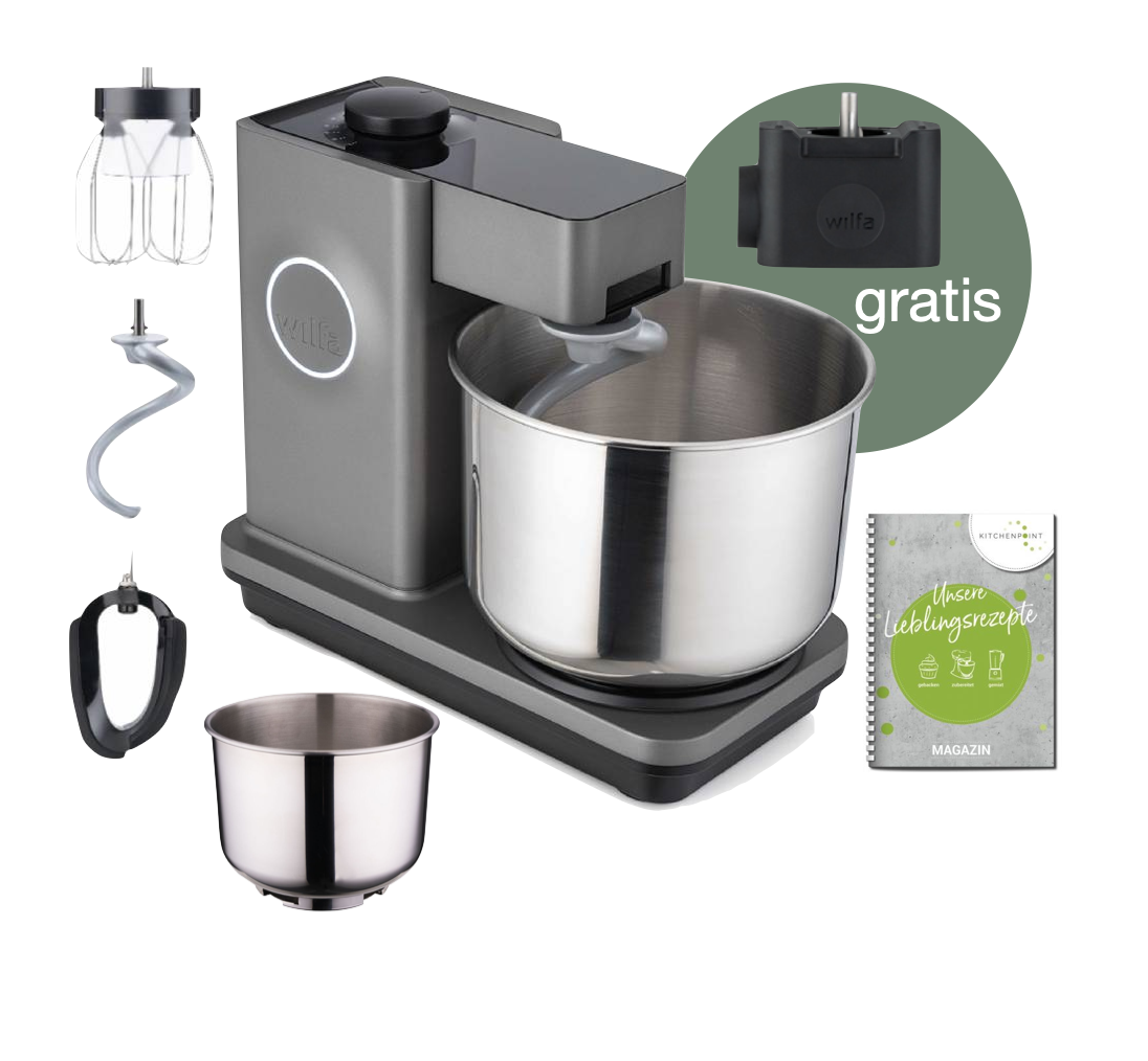 Wilfa Küchenmaschine Probaker grau - Schüssel Set inkl. Adapter