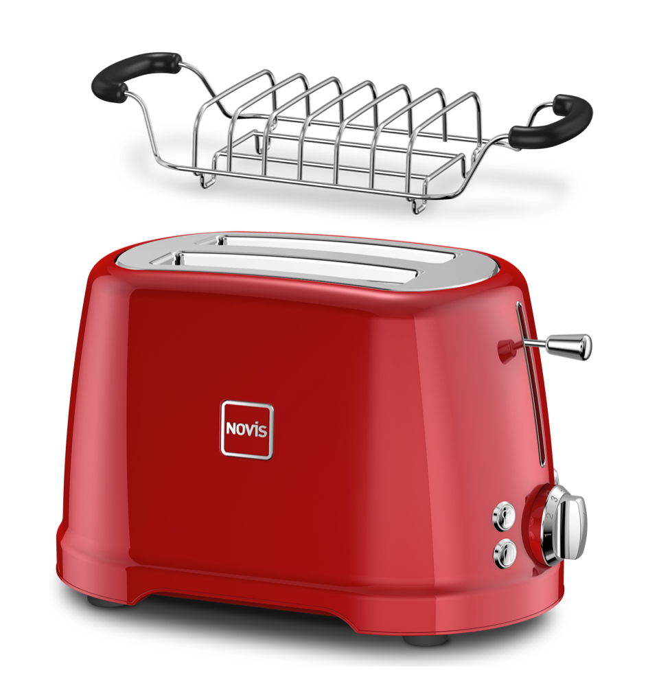 Novis Toaster T2 mit Brötchenaufsatz Rot