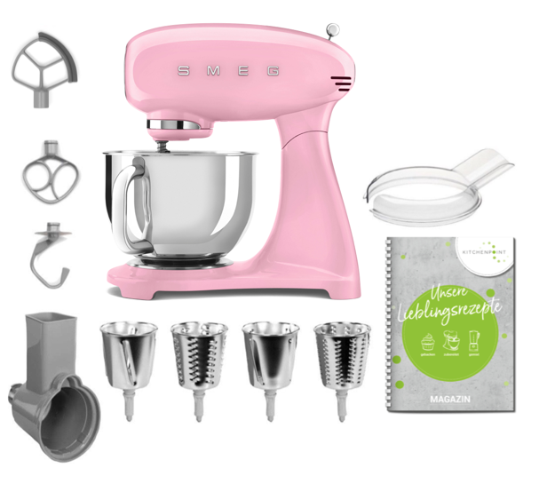 SMEG Küchenmaschine SMF05 Vollfarbe - Gemüse Set Cadillac Pink