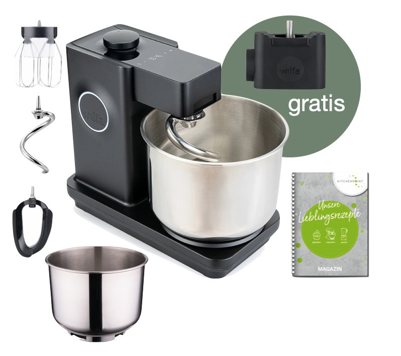 Wilfa Küchenmaschine Probaker Timer schwarz - Schüssel Set inkl. Adapter