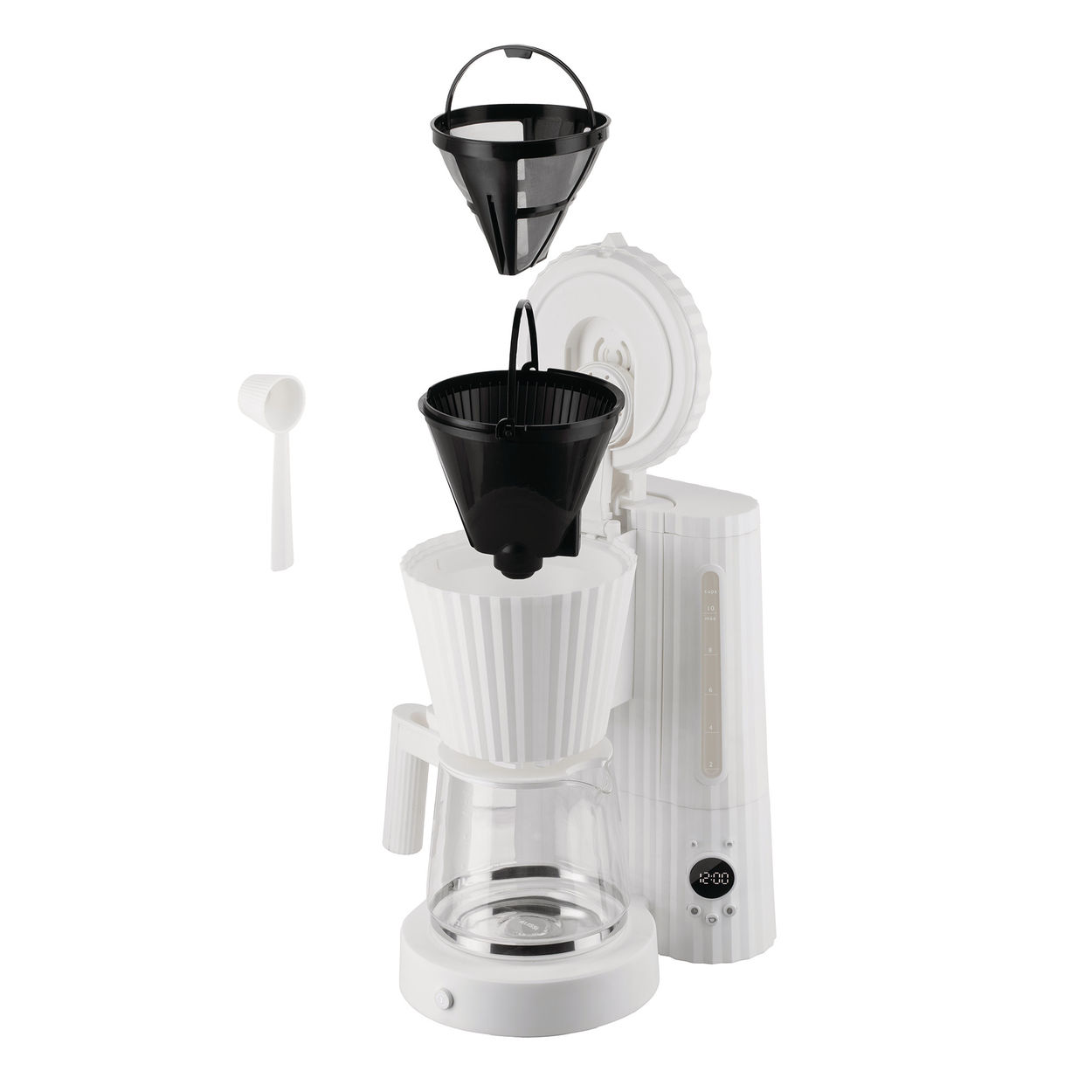 Alessi Plisse Kaffeemaschine - Milchaufschäumer Set weiss