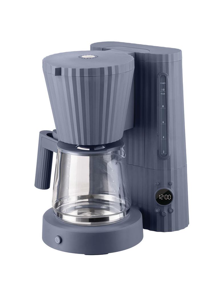 Alessi Plisse Kaffeemaschine - Milchaufschäumer Set Grau