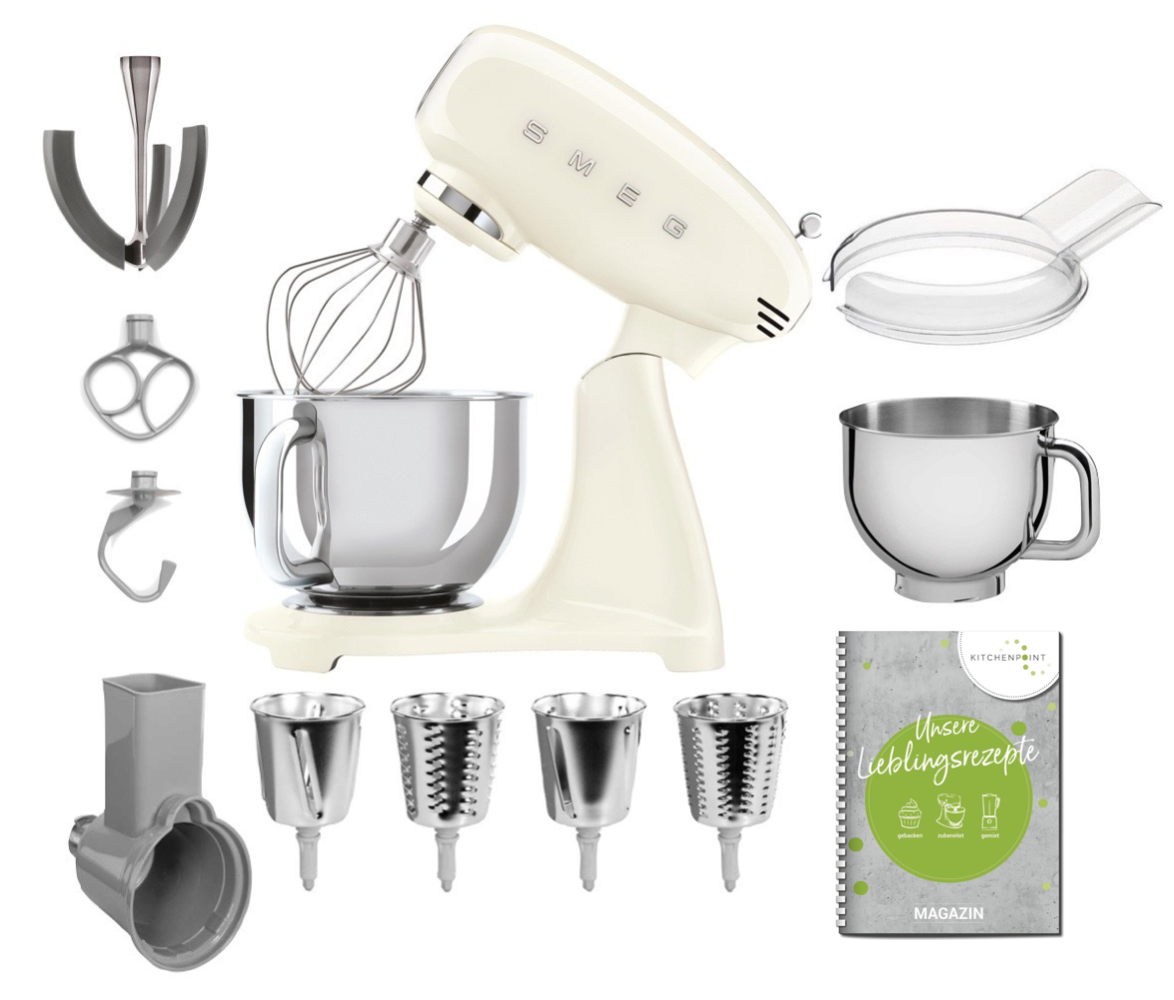 SMEG Küchenmaschine SMF03 Vollfarbe - Gemüse Mega Set Creme 