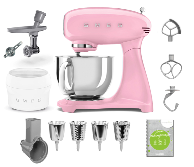 SMEG Küchenmaschine SMF05 Vollfarbe - Gourmet Set Cadillac Pink