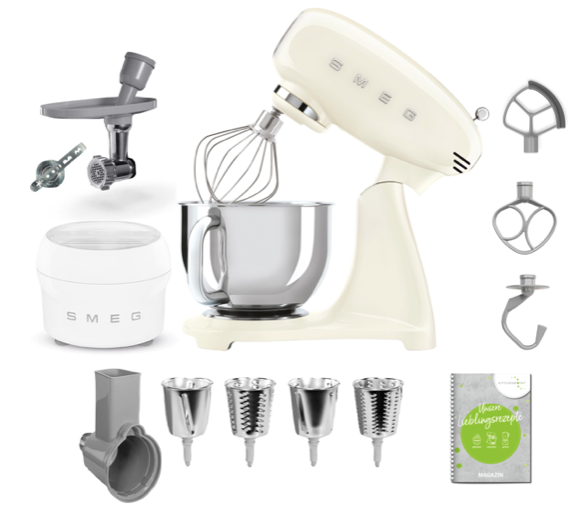 SMEG Küchenmaschine SMF05 Vollfarbe - Gourmet Set Creme
