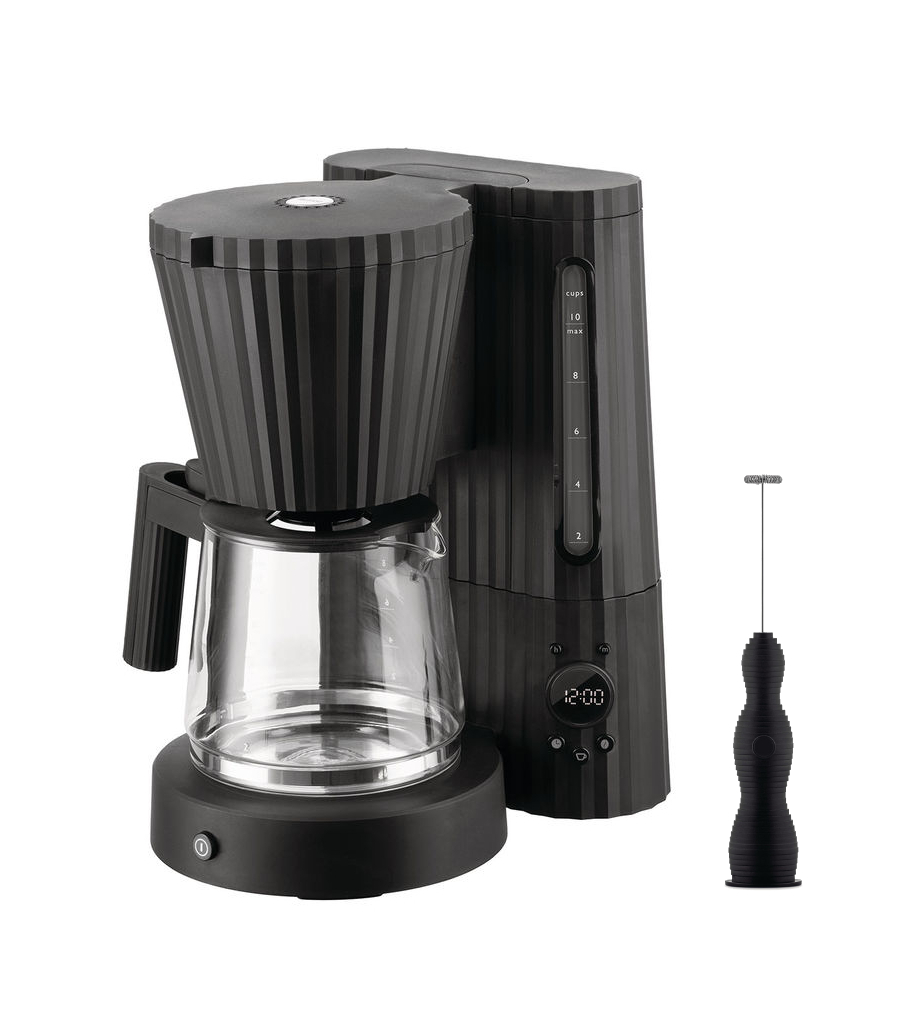 Alessi Plisse Kaffeemaschine - Milchquirl Set schwarz