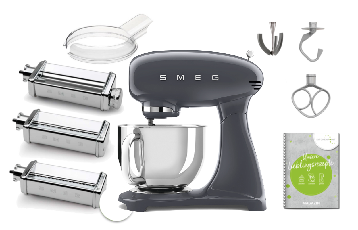 SMEG Küchenmaschine SMF03 Vollfarbe - Pasta Set Anthrazit-grau SMEG Küchenmaschine SMF03 Vollfarbe - Pasta Set Anthrazit-grau