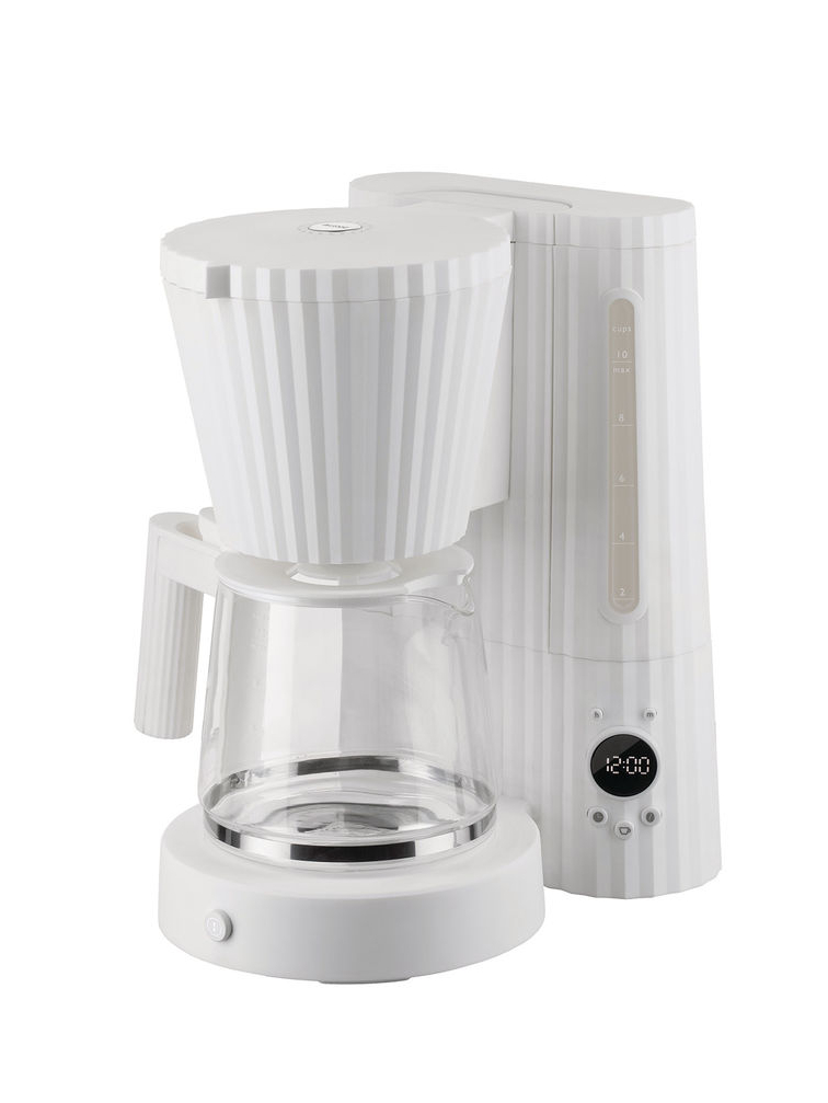 Alessi Plisse Kaffeemaschine - Milchaufschäumer Set weiss