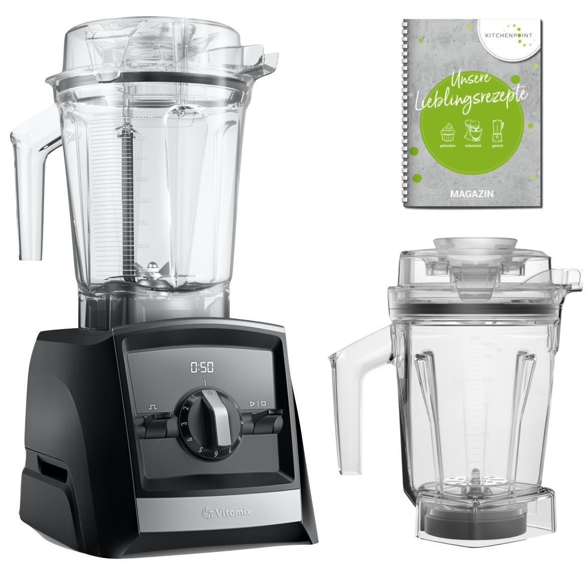Vitamix ASCENT Mixer A2300i Aer Disc Behälter Set - Schwarz  Vitamix ASCENT Mixer A2300i Aer Disc Behälter Set - Schwarz