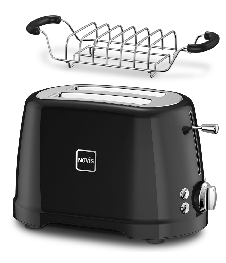 Novis Toaster T2 mit Brötchenaufsatz Schwarz