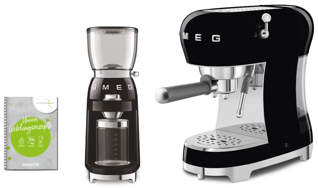 SMEG Espressomaschine Set schwarz SMEG Espressomaschine Set schwarz