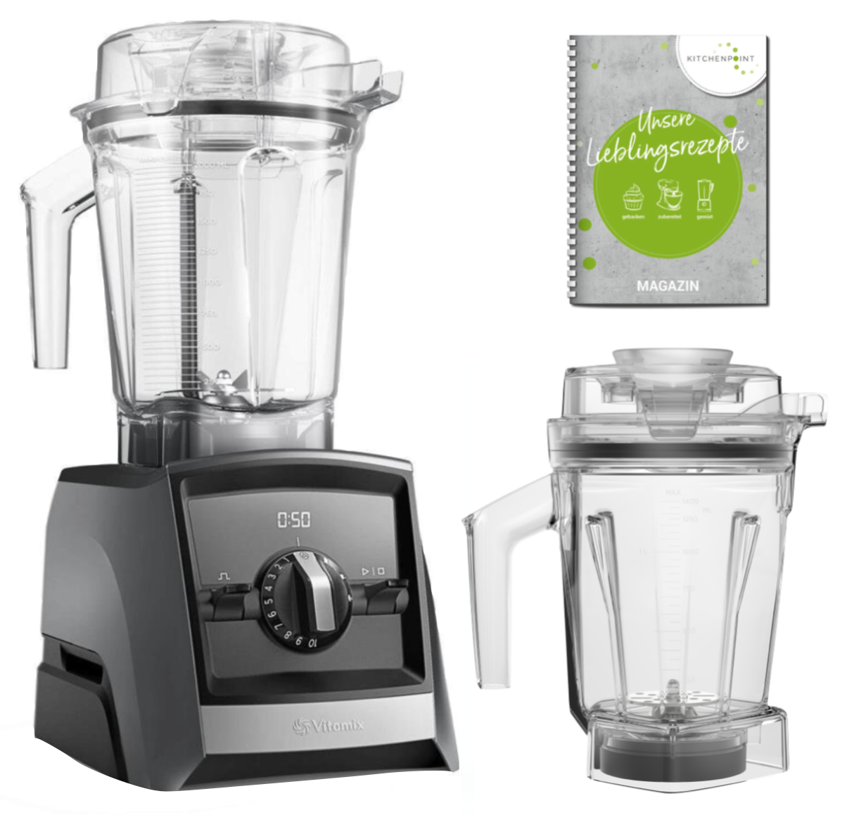 Vitamix ASCENT Mixer A2500i Aer Disc Behälter Set - Schiefer Grau  Vitamix ASCENT Mixer A2500i Aer Disc Behälter Set - Schiefer Grau