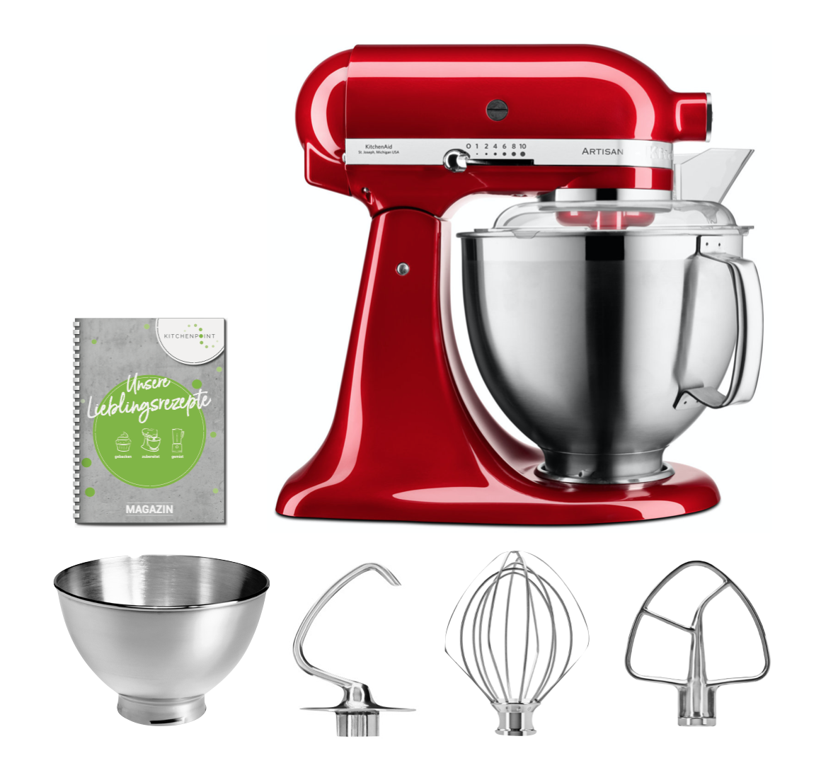 KitchenAid BLACK SALE Set - Candy Apple Küchenmaschine 5KSM185