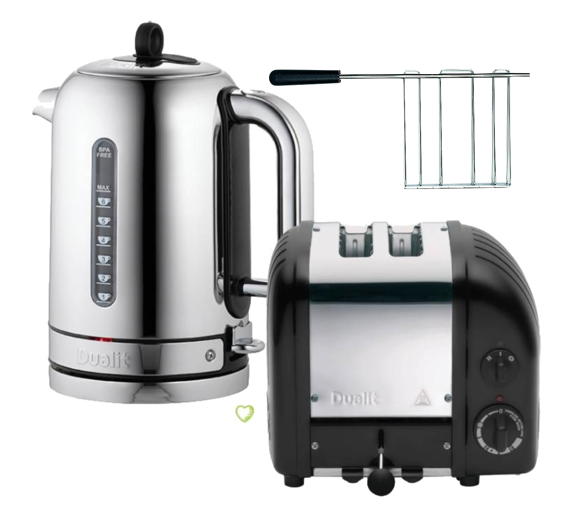 Dualit Classic Toaster 2 Scheiben Matt Schwarz - Black Week Set