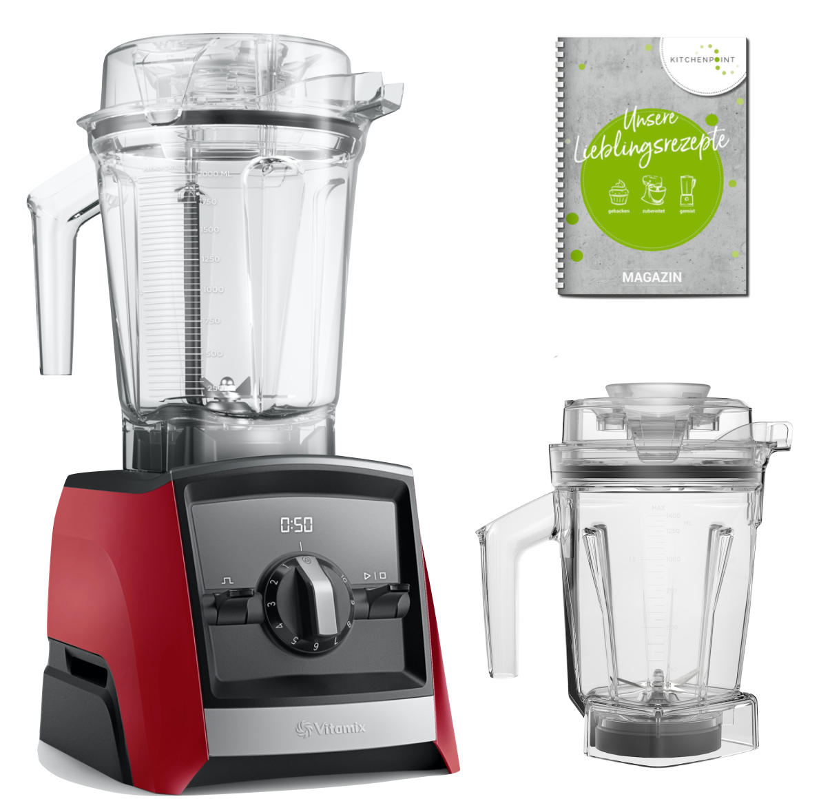 Vitamix Ascent A2300i Rot - Set mit 1,4l Nass Behälter Vitamix Ascent A2300i Rot - Set mit 1,4l Nass Behälter