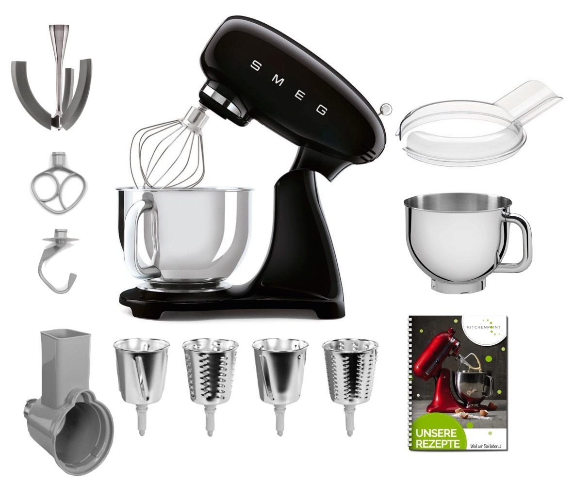 SMEG Küchenmaschine SMF03 Vollfarbe - Gemüse Mega Set Schwarz