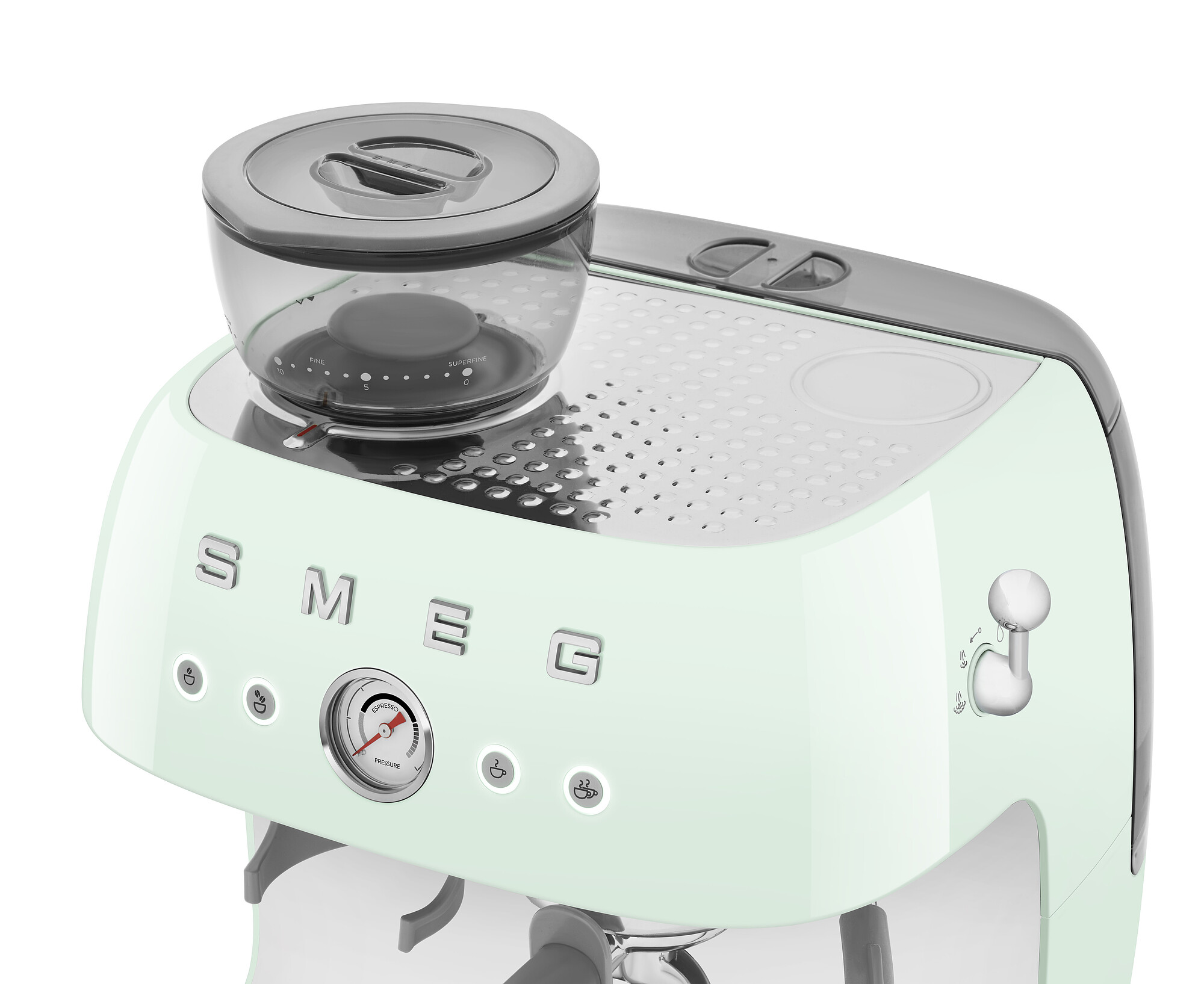 SMEG Espressomaschine mit integrierter Kaffeemühle Pastellgrün SMEG Espressomaschine mit integrierter Kaffeemühle Pastellgrün
