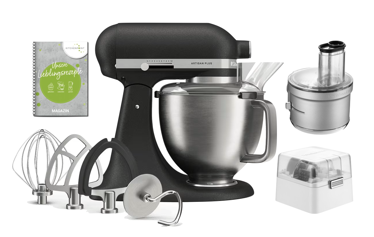 KitchenAid Küchenmaschine Artisan Plus 4,7L GUSSEISEN SCHWARZ - Foodprocessor Set