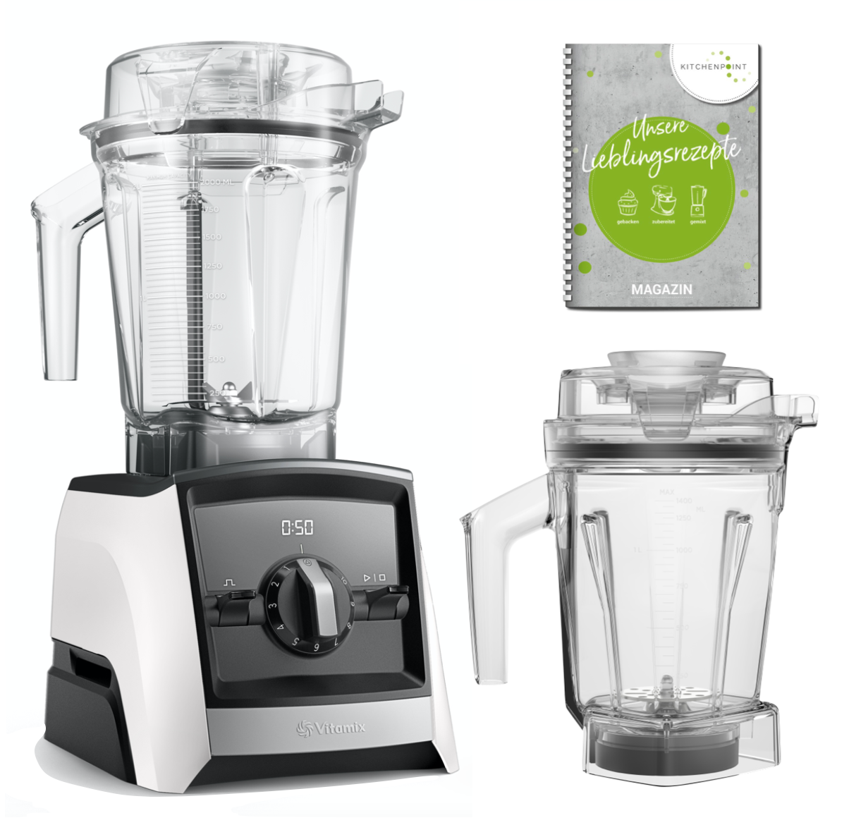 Vitamix ASCENT Mixer A2300i Aer Disc Behälter Set - Weiß  Vitamix ASCENT Mixer A2300i Aer Disc Behälter Set - Weiß