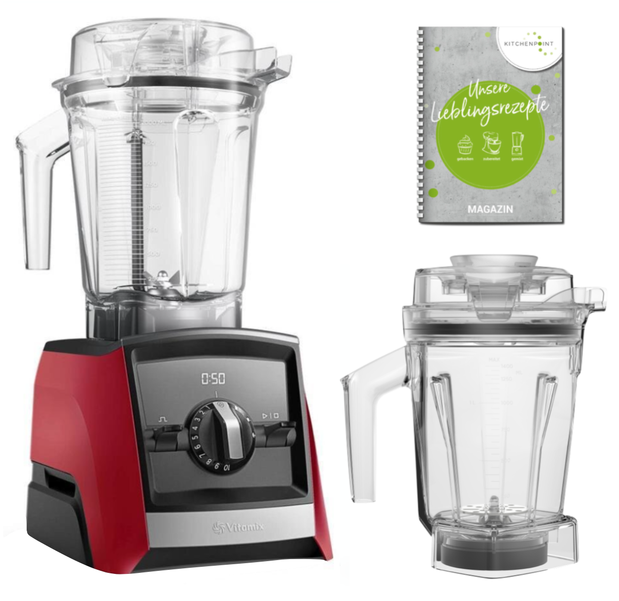 Vitamix ASCENT Mixer A2500i Aer Disc Behälter Set - Rot  Vitamix ASCENT Mixer A2500i Aer Disc Behälter Set - Rot