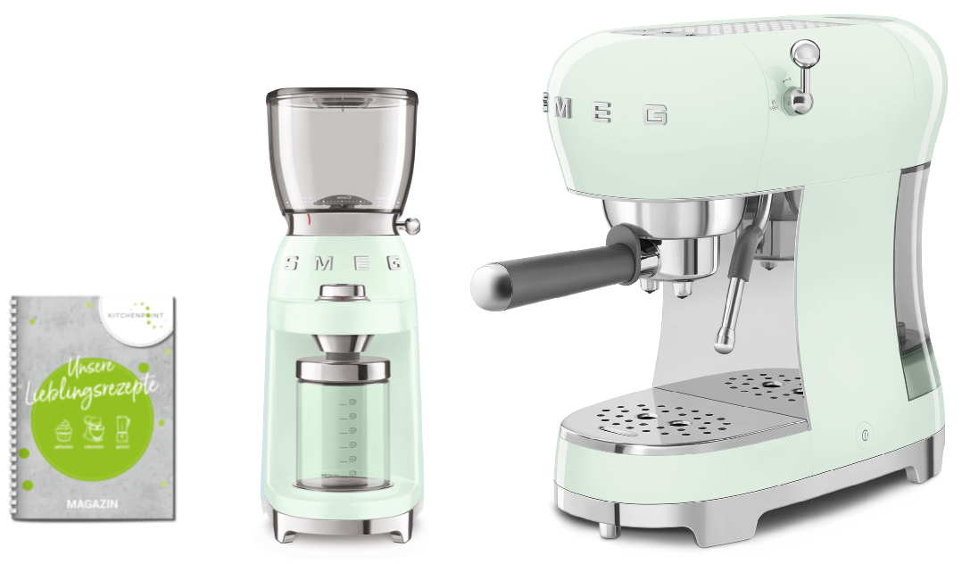 SMEG Espressomaschine Set Pastellgrün SMEG Espressomaschine Set Pastellgrün